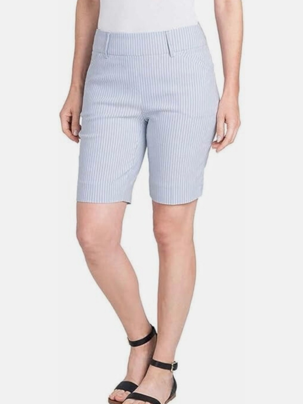 Hilary Radley Light Blue Pinstripe Women's Bermuda Shorts